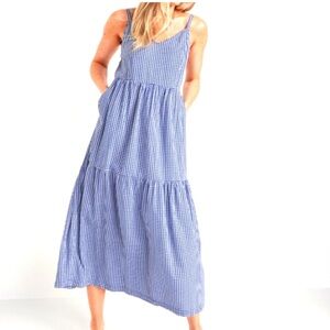 Old Navy Blue Gingham Maxi Dress